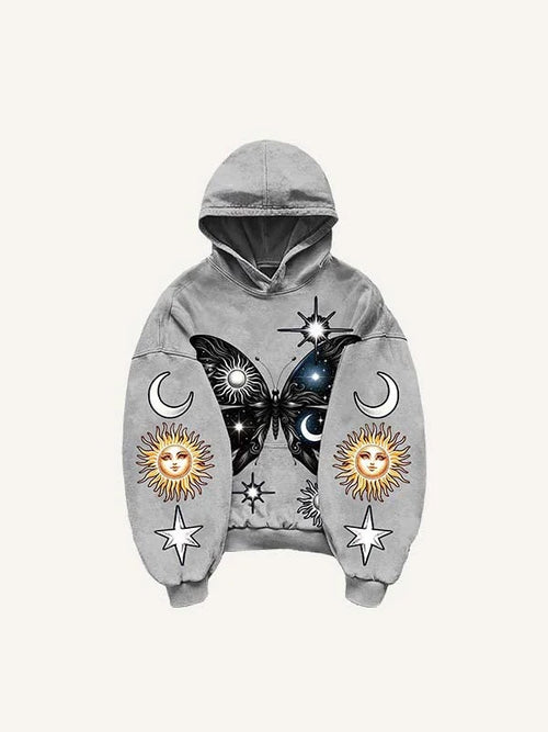 Loose Long Sleeved Casual Retro Hooded Sweatshirt