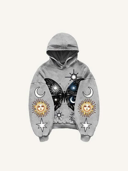 Loose Long Sleeved Casual Retro Hooded Sweatshirt