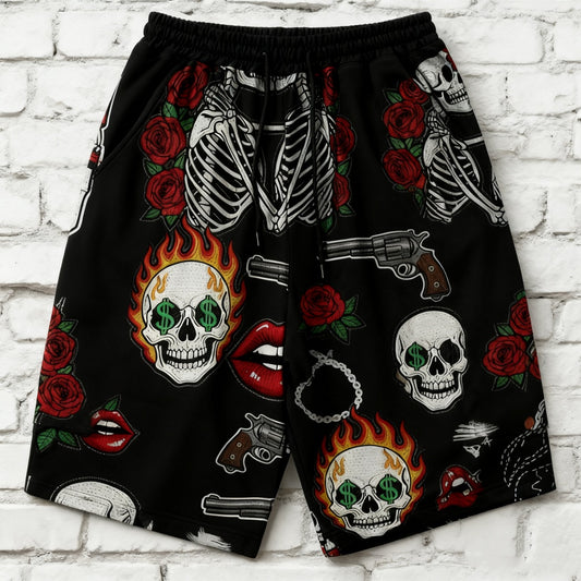 Mens Printed Straight-Leg Ankle-Length Sports Shorts