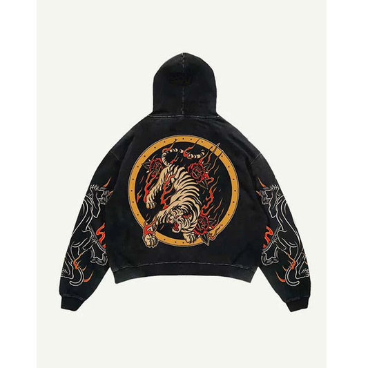 American Retro 3D Digital-Print Trendy Hoodie Sweater