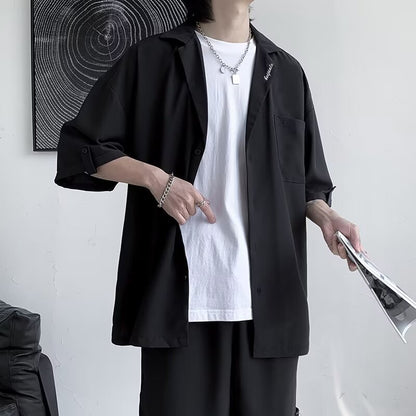 Mens Casual Shirt And Shorts TwoPiece Set