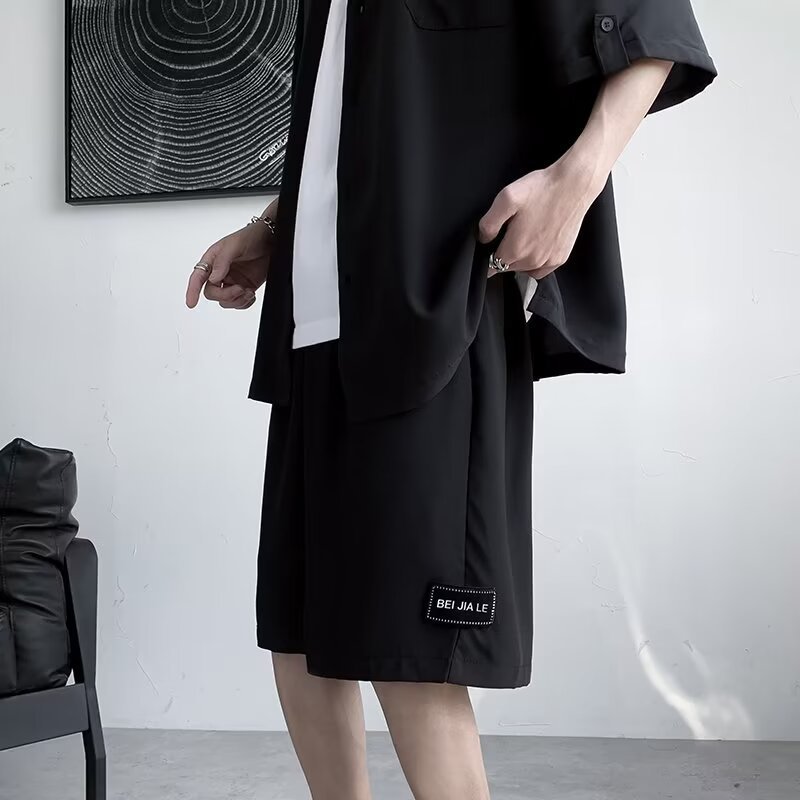 Mens Casual Shirt And Shorts TwoPiece Set