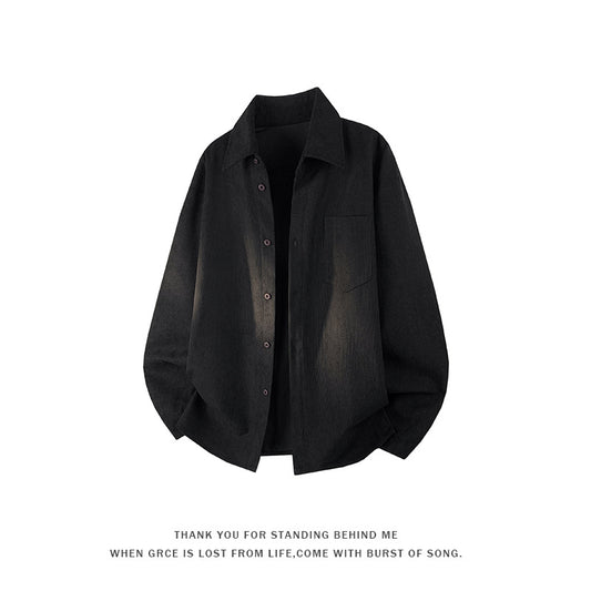 Mens Retro Loose-Fit Long-Sleeve Shirt