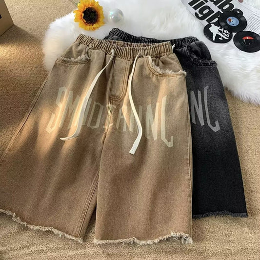 Retro Hip Hop Elastic Waist Shorts